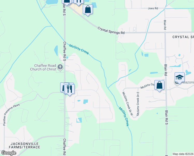 map of restaurants, bars, coffee shops, grocery stores, and more near 1409 Perth Road in Jacksonville