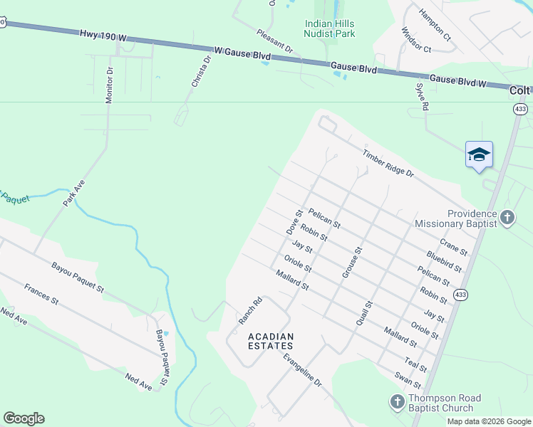map of restaurants, bars, coffee shops, grocery stores, and more near 2521 Robin Street in Slidell