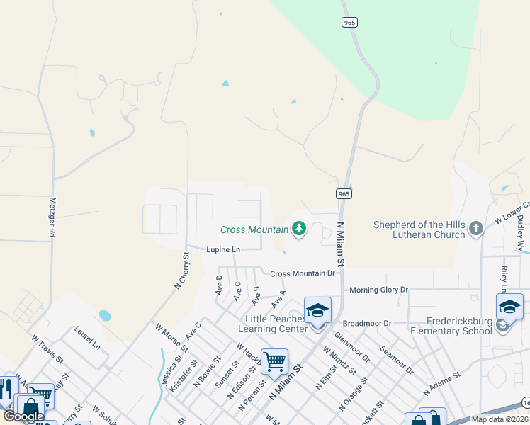 map of restaurants, bars, coffee shops, grocery stores, and more near 1201 Running Buck Lane in Fredericksburg