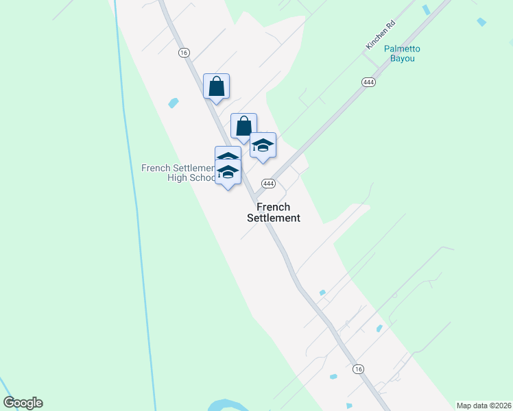 map of restaurants, bars, coffee shops, grocery stores, and more near 15775 Louisiana 16 in French Settlement