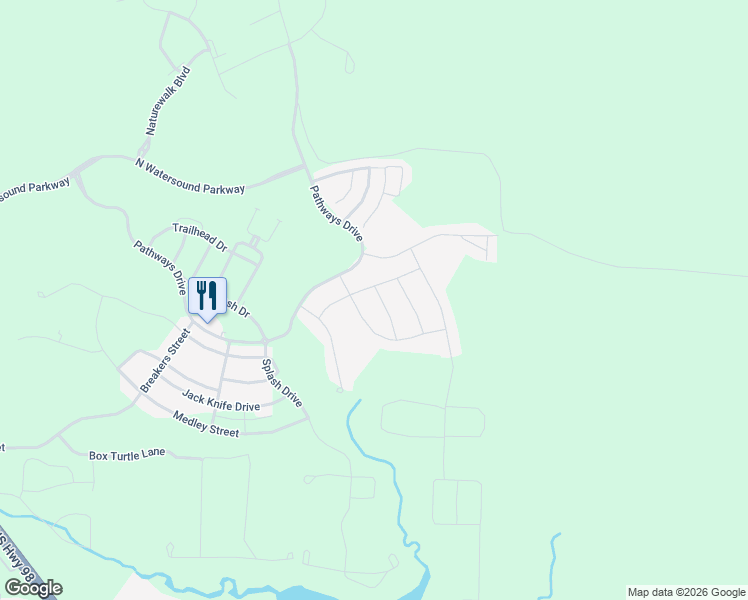 map of restaurants, bars, coffee shops, grocery stores, and more near 1028 Pathways Drive in Panama City Beach