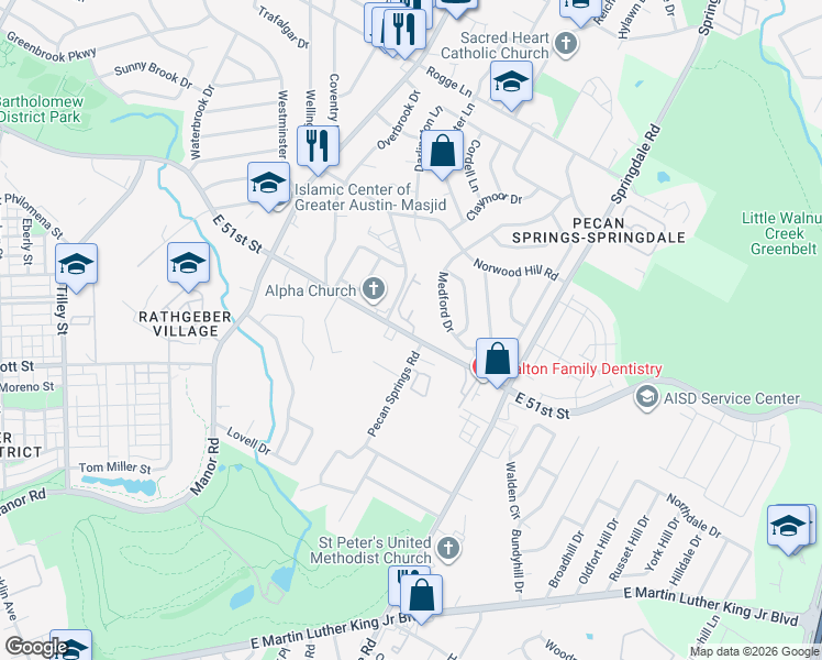 map of restaurants, bars, coffee shops, grocery stores, and more near in Austin