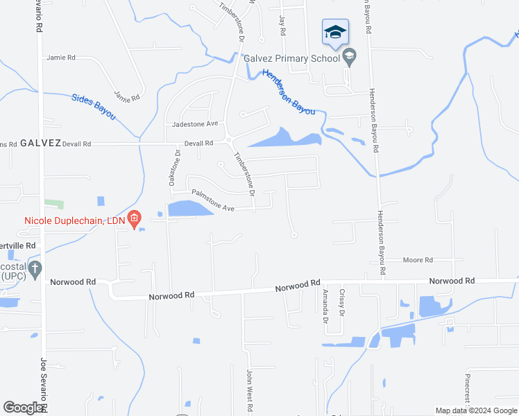 map of restaurants, bars, coffee shops, grocery stores, and more near 42438 Palmstone Avenue in Prairieville