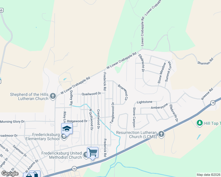map of restaurants, bars, coffee shops, grocery stores, and more near 307 Tanglewood Dr in Fredericksburg