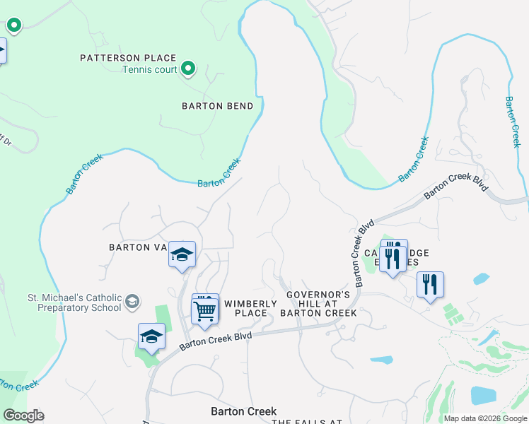 map of restaurants, bars, coffee shops, grocery stores, and more near 1909 Chalk Rock Cove in Austin