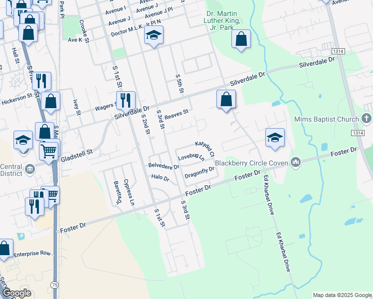 map of restaurants, bars, coffee shops, grocery stores, and more near 814 Katydid Court in Conroe