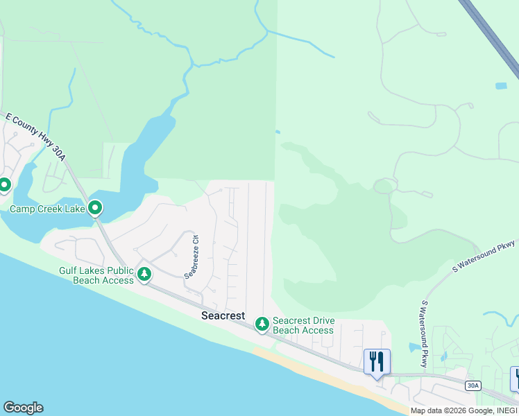 map of restaurants, bars, coffee shops, grocery stores, and more near 465 Seacrest Drive in Inlet Beach
