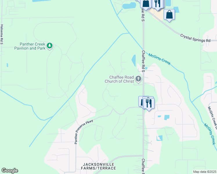 map of restaurants, bars, coffee shops, grocery stores, and more near 1377 Royal Dornoch Drive in Jacksonville