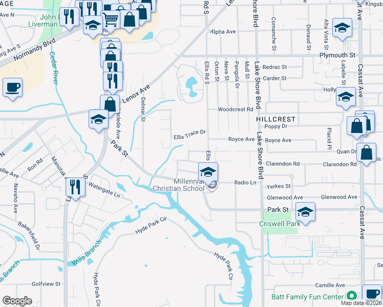 map of restaurants, bars, coffee shops, grocery stores, and more near 6013 Edgefield Drive in Jacksonville