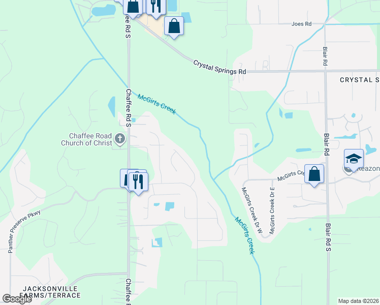 map of restaurants, bars, coffee shops, grocery stores, and more near 1409 Perth Road in Jacksonville