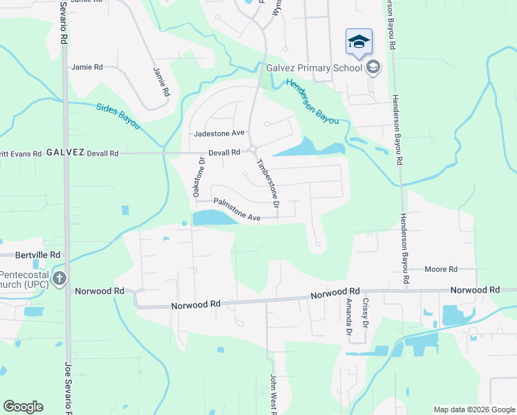 map of restaurants, bars, coffee shops, grocery stores, and more near 42438 Palmstone Avenue in Prairieville