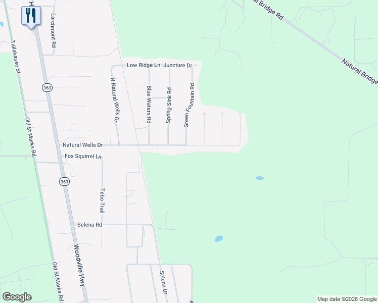 map of restaurants, bars, coffee shops, grocery stores, and more near 2237 Natural Wells Drive in Tallahassee