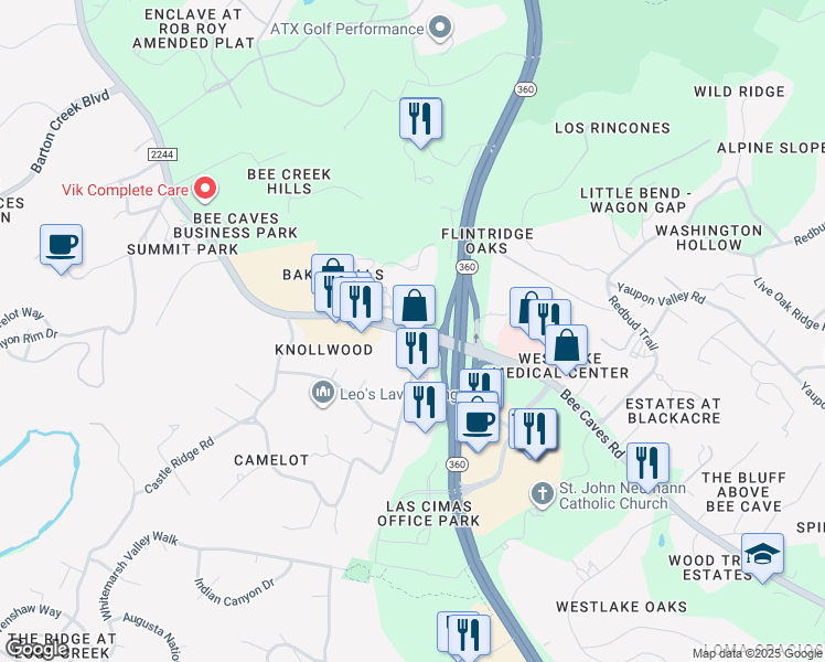 map of restaurants, bars, coffee shops, grocery stores, and more near in Rollingwood