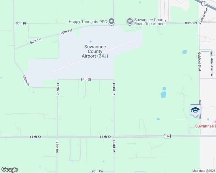 map of restaurants, bars, coffee shops, grocery stores, and more near 8419 133rd Road in Live Oak