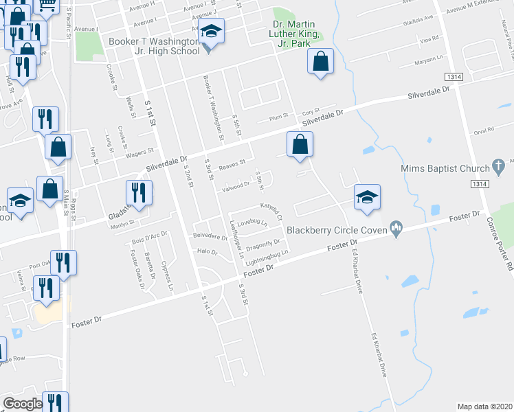 map of restaurants, bars, coffee shops, grocery stores, and more near 825 Katydid Court in Conroe