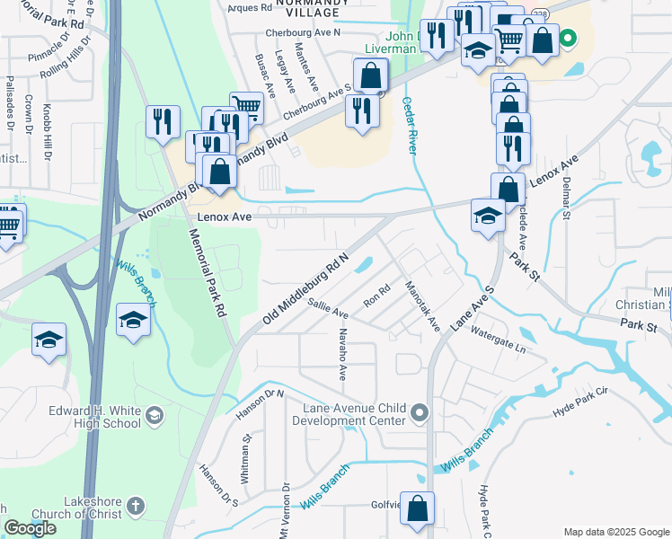 map of restaurants, bars, coffee shops, grocery stores, and more near 6954 Wyandotte Avenue in Jacksonville