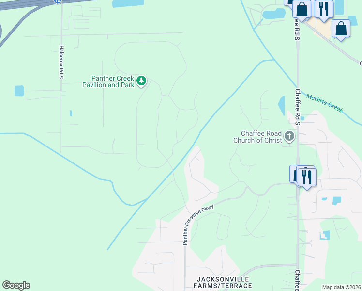 map of restaurants, bars, coffee shops, grocery stores, and more near 11367 Panther Creek Parkway in Jacksonville