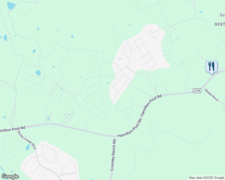 map of restaurants, bars, coffee shops, grocery stores, and more near 16513 Fluir Drive in Austin