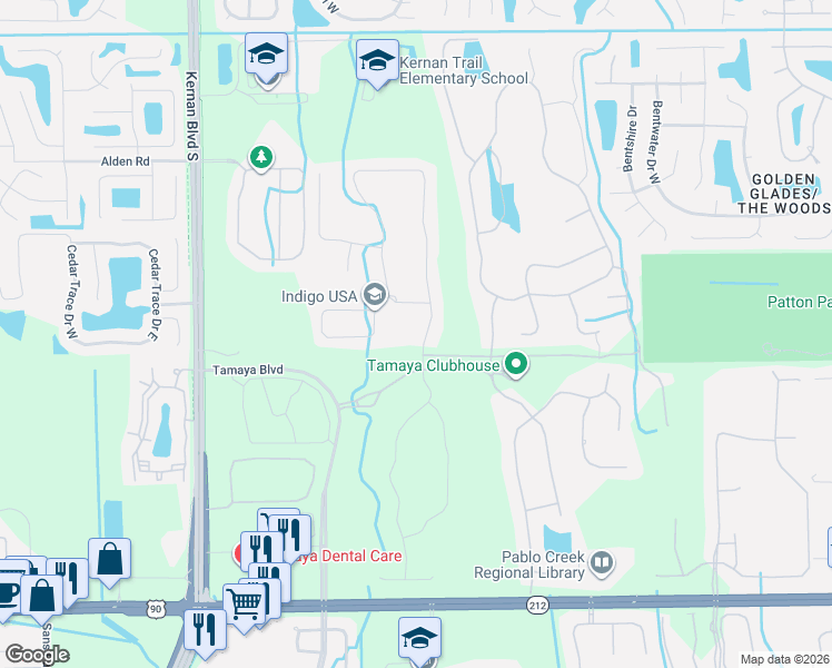 map of restaurants, bars, coffee shops, grocery stores, and more near 13007 Kernan Boulevard South in Jacksonville