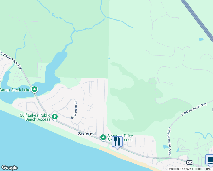 map of restaurants, bars, coffee shops, grocery stores, and more near 548 Seacrest Drive in Panama City Beach