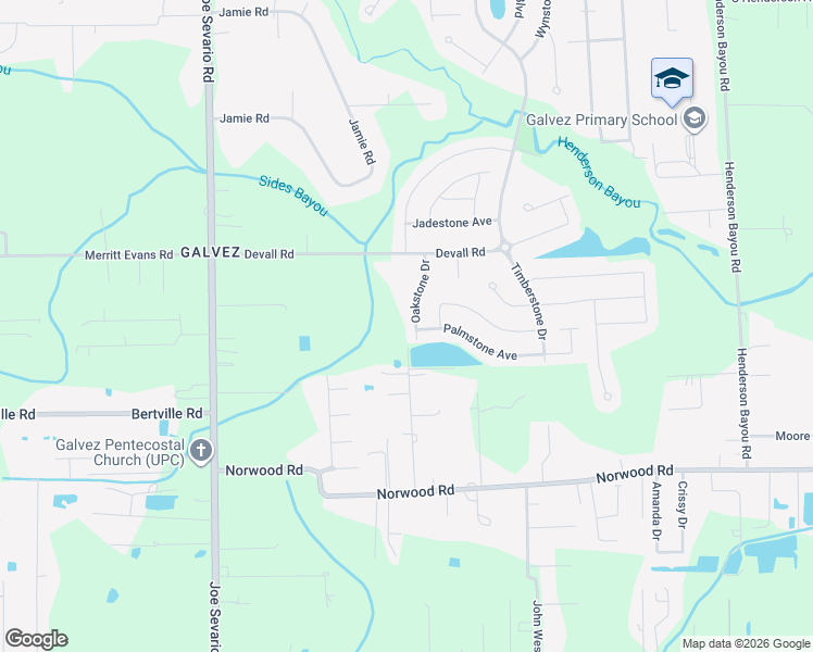 map of restaurants, bars, coffee shops, grocery stores, and more near 15463 Oakstone Drive in Prairieville
