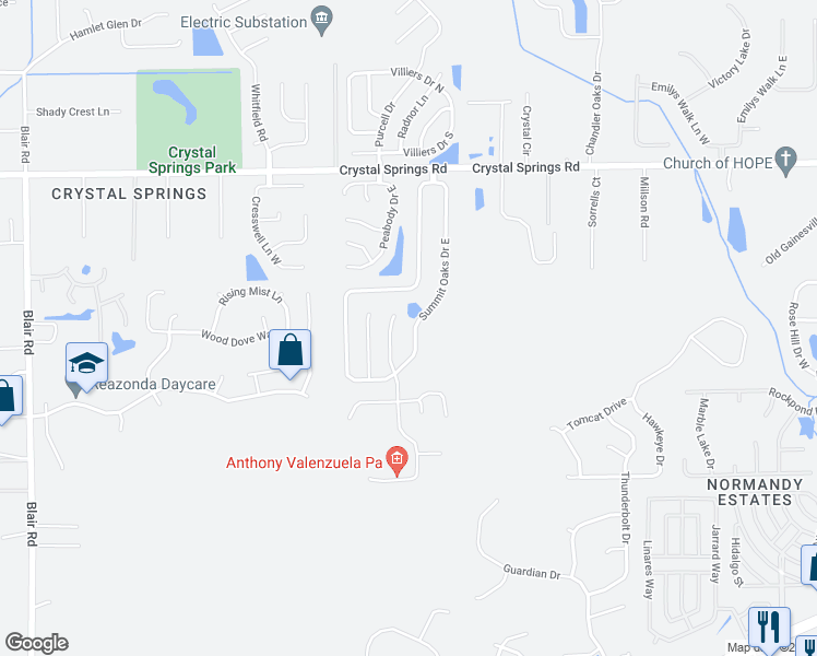 map of restaurants, bars, coffee shops, grocery stores, and more near 1424 Summit Oaks Drive East in Jacksonville
