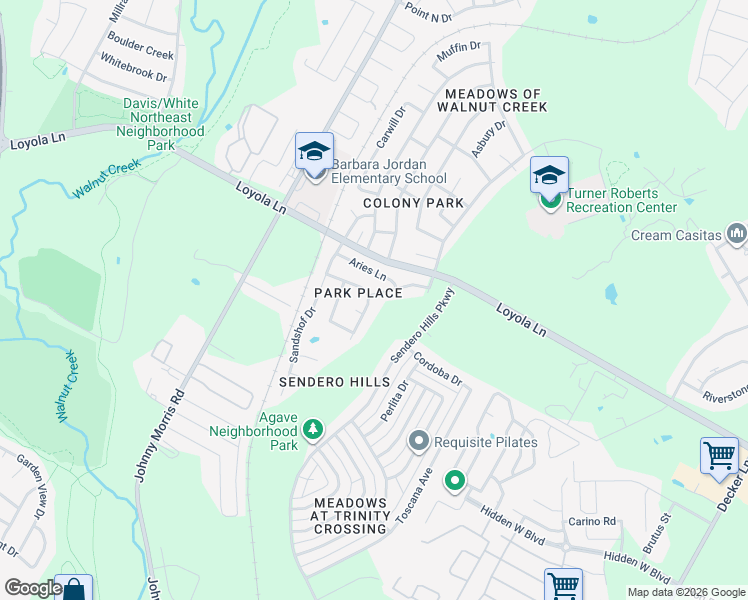 map of restaurants, bars, coffee shops, grocery stores, and more near 7005 Astro View Drive in Austin