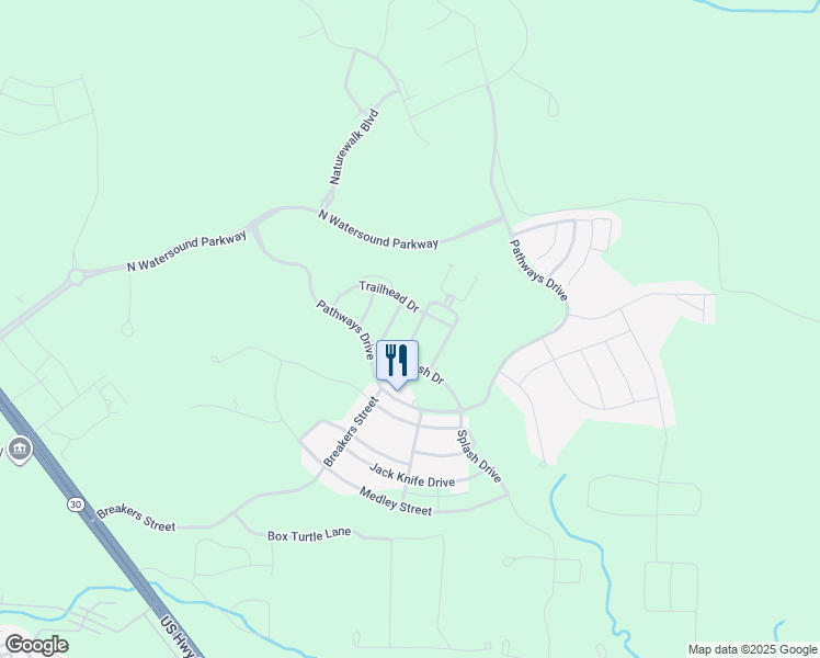 map of restaurants, bars, coffee shops, grocery stores, and more near 73 Sandchase Circle in Rosemary Beach