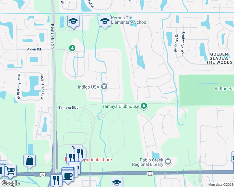 map of restaurants, bars, coffee shops, grocery stores, and more near 13007 Kernan Boulevard South in Jacksonville