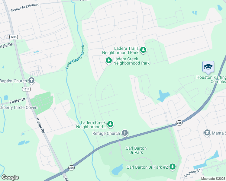 map of restaurants, bars, coffee shops, grocery stores, and more near Quarry Springs Drive in Conroe