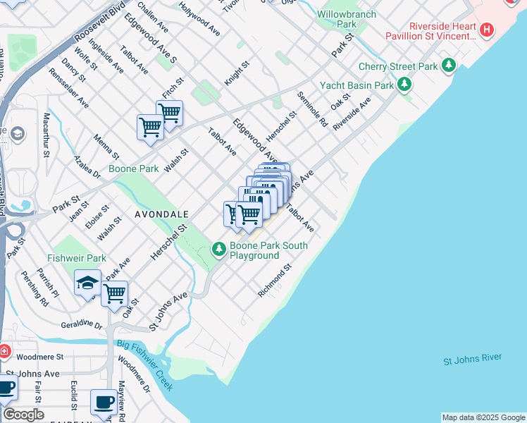 map of restaurants, bars, coffee shops, grocery stores, and more near 3566 Florida 211 in Jacksonville