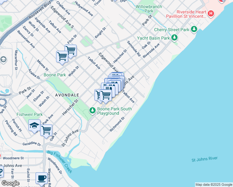 map of restaurants, bars, coffee shops, grocery stores, and more near 3566 Florida 211 in Jacksonville