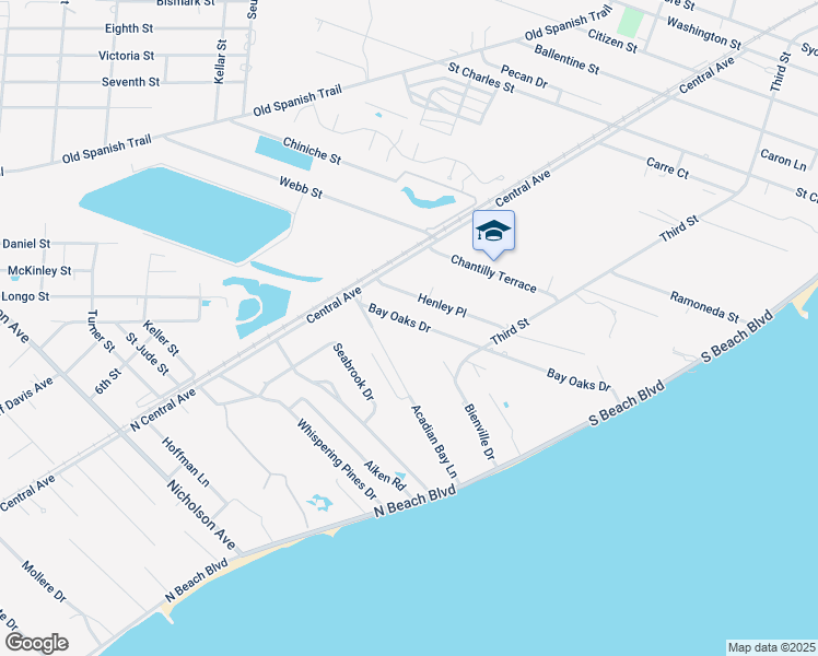 map of restaurants, bars, coffee shops, grocery stores, and more near 238 Bay Oaks Drive in Bay St. Louis