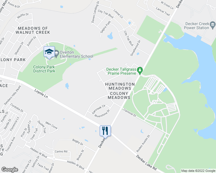 map of restaurants, bars, coffee shops, grocery stores, and more near 8204 Colony Loop Drive in Austin