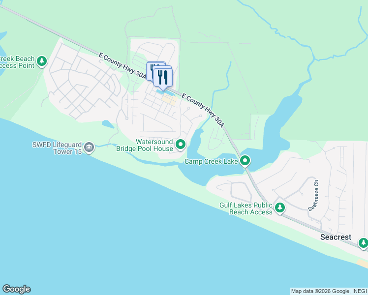 map of restaurants, bars, coffee shops, grocery stores, and more near 176 Tidal Bridge Way in Panama City Beach
