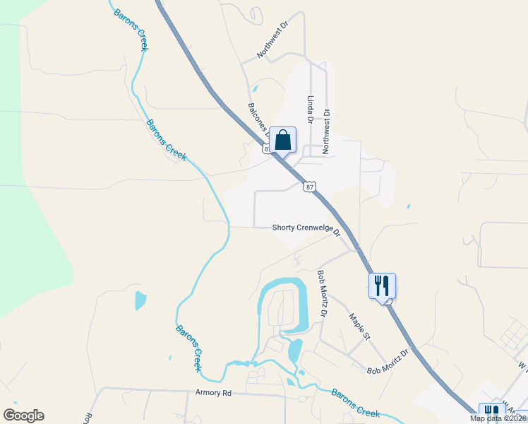 map of restaurants, bars, coffee shops, grocery stores, and more near 129 Jack Nixon Road in Fredericksburg