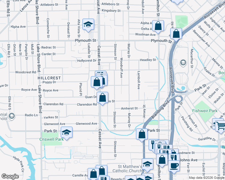 map of restaurants, bars, coffee shops, grocery stores, and more near 1365 Dakar Street in Jacksonville