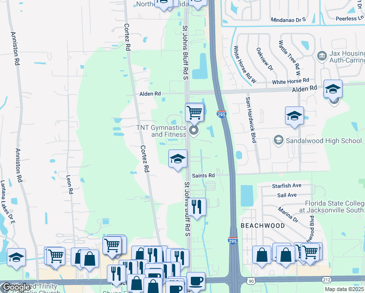 map of restaurants, bars, coffee shops, grocery stores, and more near 11273 Estancia Villa Drive in Jacksonville