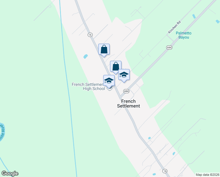 map of restaurants, bars, coffee shops, grocery stores, and more near 15875 Louisiana 16 in French Settlement