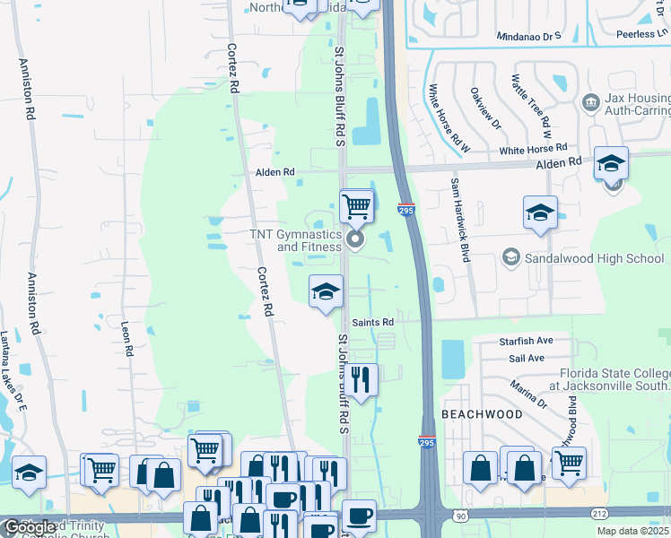 map of restaurants, bars, coffee shops, grocery stores, and more near 11273 Estancia Villa Drive in Jacksonville