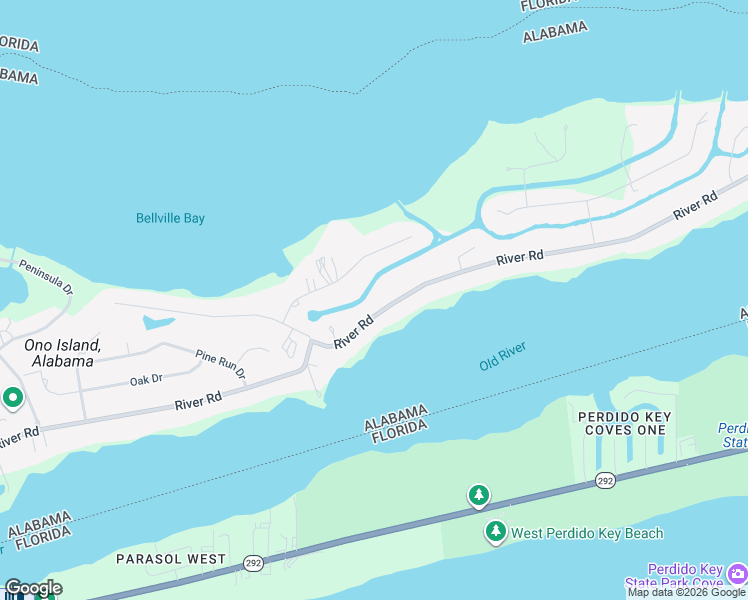 map of restaurants, bars, coffee shops, grocery stores, and more near 31883 River Rd in Orange Beach