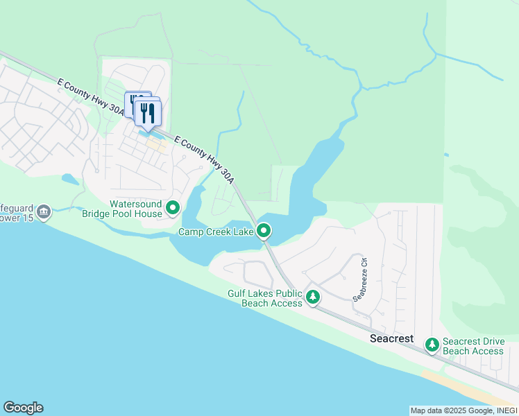 map of restaurants, bars, coffee shops, grocery stores, and more near 806 East County Highway 30A in Panama City Beach