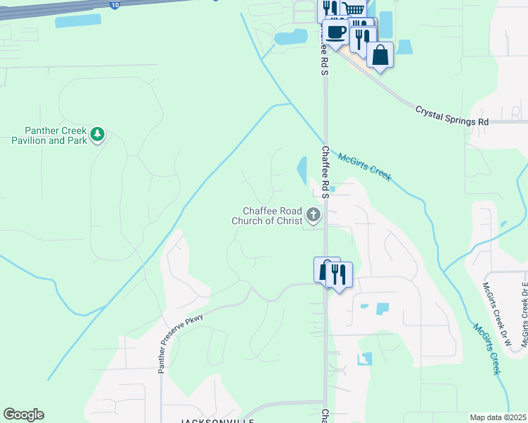 map of restaurants, bars, coffee shops, grocery stores, and more near 11109 Royal Musselburg Court in Jacksonville