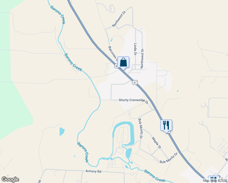 map of restaurants, bars, coffee shops, grocery stores, and more near 129 Jack Nixon Road in Fredericksburg