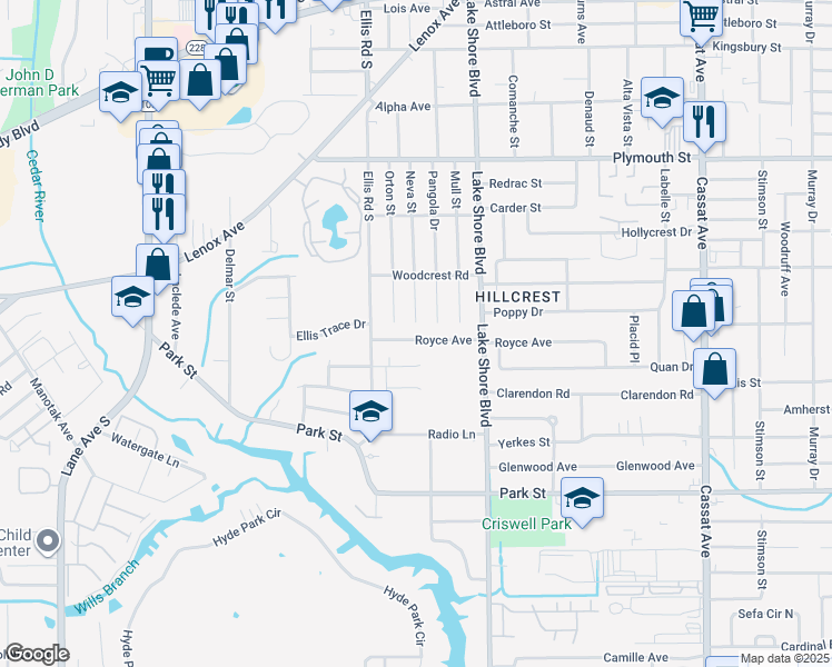map of restaurants, bars, coffee shops, grocery stores, and more near 5456 Royce Avenue in Jacksonville