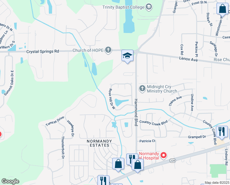 map of restaurants, bars, coffee shops, grocery stores, and more near 8955 Cherry Hill Drive in Jacksonville