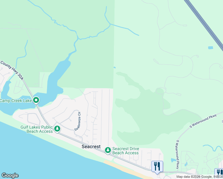 map of restaurants, bars, coffee shops, grocery stores, and more near 548 Seacrest Drive in Panama City Beach