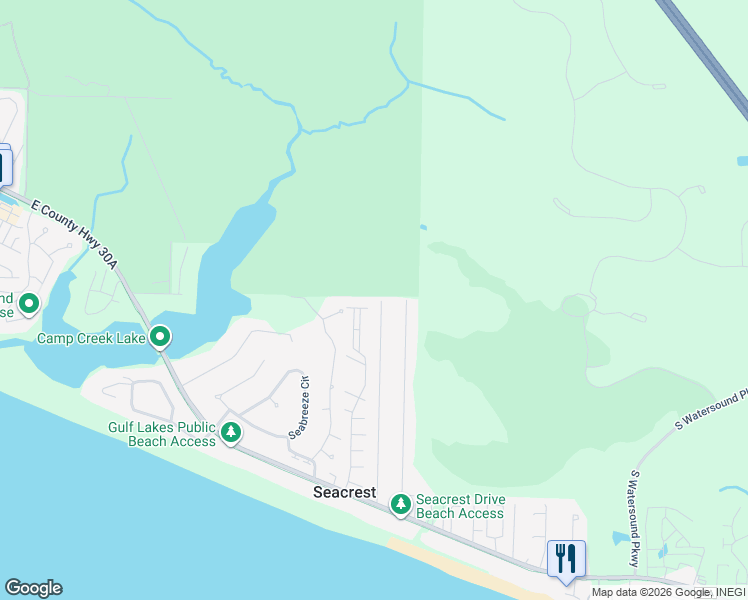 map of restaurants, bars, coffee shops, grocery stores, and more near 500 Clareon Drive in Panama City Beach