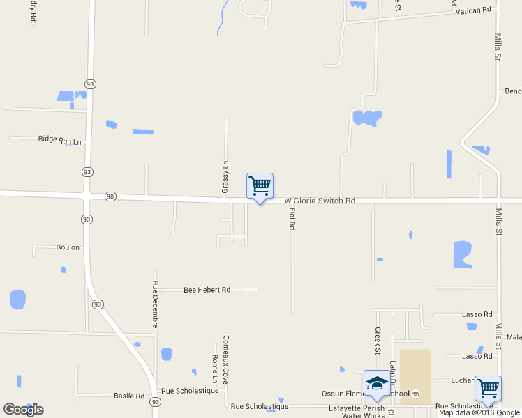 map of restaurants, bars, coffee shops, grocery stores, and more near 2823 West Gloria Switch Road in Carencro