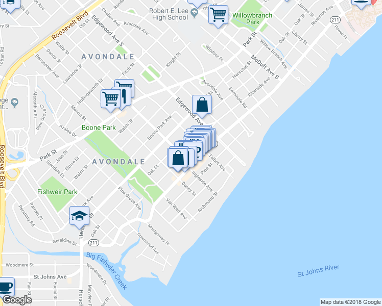map of restaurants, bars, coffee shops, grocery stores, and more near 3566 Florida 211 in Jacksonville